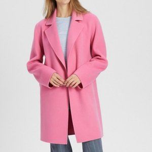 Theory Pink Double-Faced Wool-Cashmere Blend Boy Coat - Size Petite